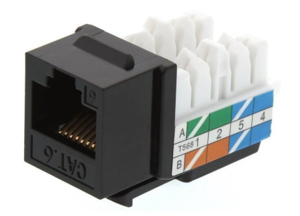 Keystone Cat6, UTP, duální svorkovnice, černý