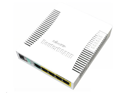 MikroTik RouterBOARD CSS106-1G-4P-1S (RB260GSP), TF470 CPU,nastavitelný switch, 5x LAN, 1xSFP slot, PoE OUT, vč. SwOS MikroTik RouterBOARD CSS106-1G-4P-1S (RB260GSP), TF470 CPU,nastavitelný switch, 5x LAN, 1xSFP slot, PoE OUT, vč. SwOS