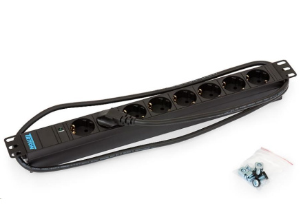 TRITON 19" rozvodný panel 8x230V DIN- 2m, kontrolka, černý