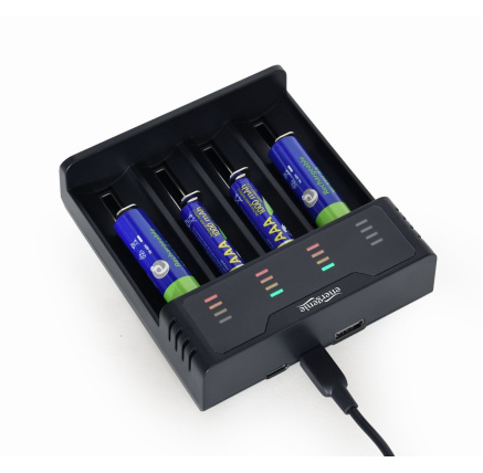 GEMBIRD nabíječka baterií BC-USB-02, 4ks, Ni-MH + Li-ion