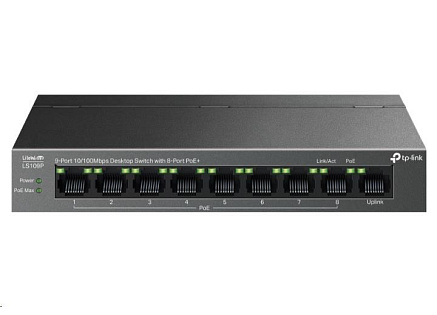 TP-Link LiteWave switch LS109P (9x100Mb/s, 8xPoE+, 63W, fanless)