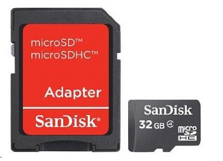 SanDisk MicroSDHC karta 32GB (Class 4) + adaptér