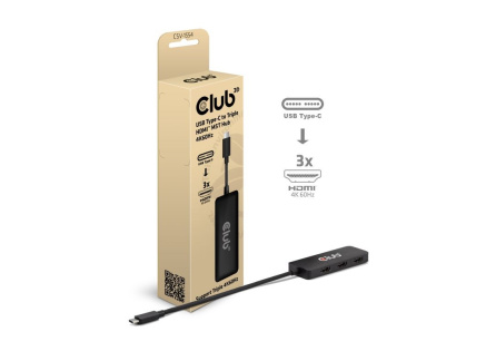 Club3D hub MST USB-C na 3xHDMI, Single: 8K30Hz, Triple: 4K60Hz