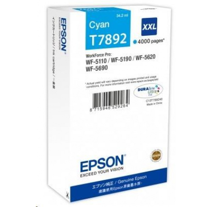 EPSON Ink bar WF-5xxx Series Ink Cartridge "Pisa" XXL Cyan (34,2 ml) (4.000 str.) EPSON Ink bar WF-5xxx Series Ink Cartridge "Pisa" XXL Cyan (34,2 ml) (4.000 str.)