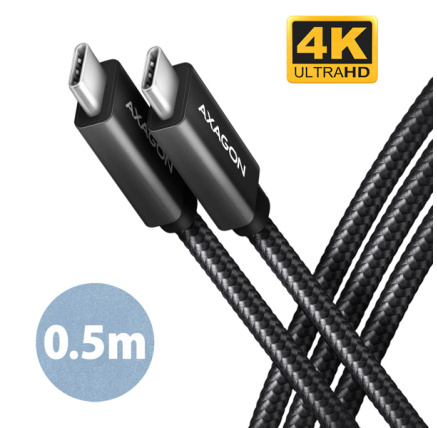 AXAGON BUCM32-CM05AB, SPEED+ kabel USB-C <-> USB-C, 0.5m, USB 20Gbps, PD 100W 5A, 4K HD, ALU, oplet, černý AXAGON BUCM32-CM05AB, SPEED+ kabel USB-C <-> USB-C, 0.5m, USB 20Gbps, PD 100W 5A, 4K HD, ALU, oplet, černý