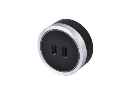 Viking zásuvkový modul A50, 2x USB-A, stříbrno-černá