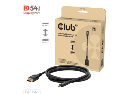 Club3D Kabel USB-C na DisplayPort 2.1 DP54 Bi-Directional, 8K120Hz, 4K480Hz, 2m