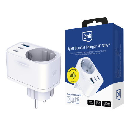 3mk síťová nabíječka Comfort Charger GaN 30W, bílá 3mk síťová nabíječka Comfort Charger GaN 30W, bílá