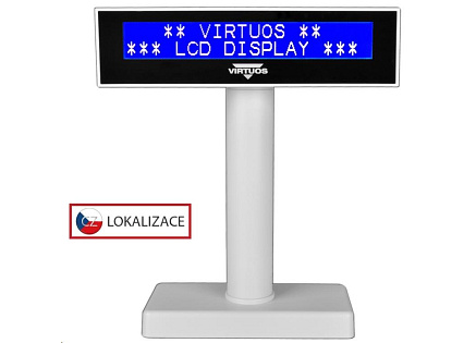 Virtuos LCD zákaznický displej Virtuos FL-2026MB 2x20, USB, bílý Virtuos LCD zákaznický displej Virtuos FL-2026MB 2x20, USB, bílý