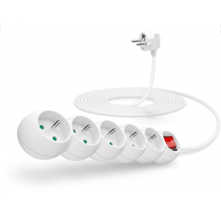 CONNECT IT prodlužovací kabel 230 V, 5 zásuvek, 5 m, s vypínačem (bílý) CONNECT IT prodlužovací kabel 230 V, 5 zásuvek, 5 m, s vypínačem (bílý)