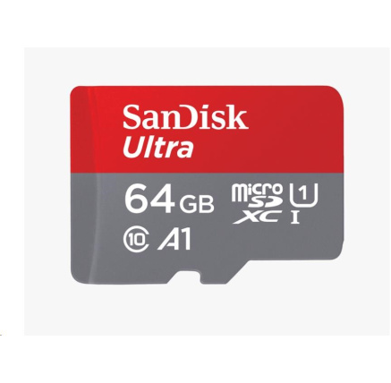SanDisk MicroSDXC karta 64GB Ultra (140 MB/s, A1 Class 10 UHS-I) + adaptér