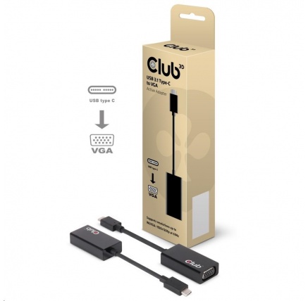 Club3D Adaptér aktivní USB 3.1 typ C na VGA (M/F), 15cm