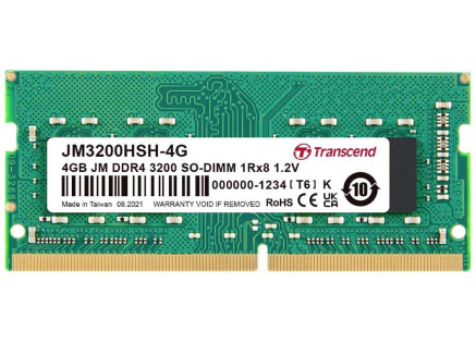 TRANSCEND SODIMM DDR4 4GB 3200MHz 1Rx8 CL22 1.2V TRANSCEND SODIMM DDR4 4GB 3200MHz 1Rx8 CL22 1.2V