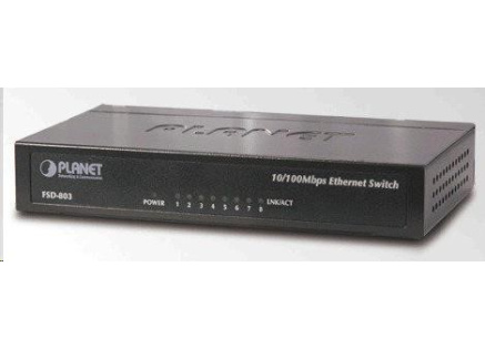 Planet FSD-803 Switch, 8x10/100Base-TX, 10", kov, desktop, fanless