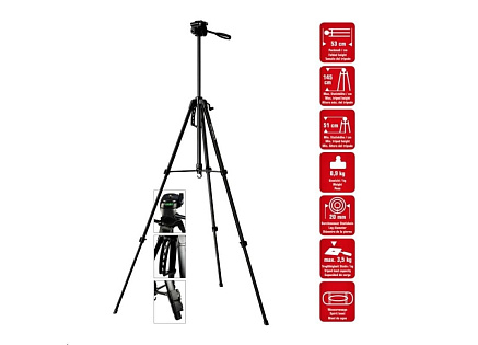 Braun stativ LW 145S (53-145 cm, 900 g, 3-směrná hlava, max.3,5kg, černý)