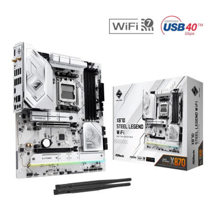 ASRock MB Sc AM5 X870 STEEL LEGEND WIFI, AMD X870, 4xDDR5, 1xHDMI, 2xUSB4, WI-FI