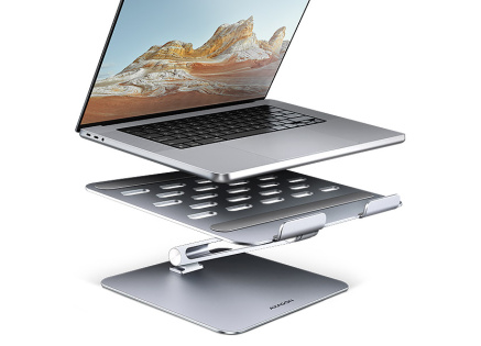 AXAGON STND-LQ hliníkový HQ stojan na notebook 10"-17.3" nastavitelná výška a úhel, šedý