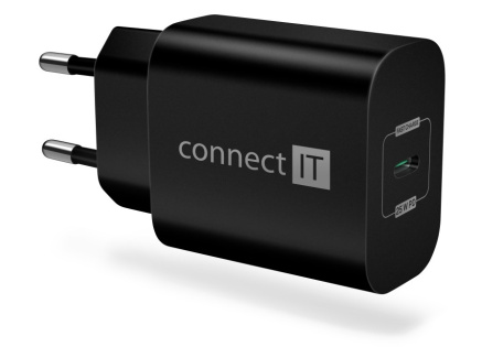 CONNECT IT Voyager2 nabíjecí adaptér 1×USB-C, 25W PD, černá