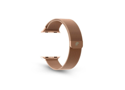 RhinoTech ocelový řemínek milánský tah pro Apple Watch 42 / 44 / 45mm růžově-zlatý