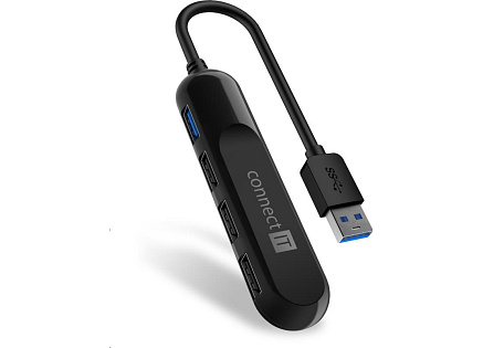 CONNECT IT USB-A hub USB 3.0, externí, černý CONNECT IT USB-A hub USB 3.0, externí, černý
