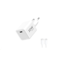 WG - Síťová nabíječka 1x USB-C PD 20W, 5V-9V-12V, kabel Type-C na Type-C, bílá