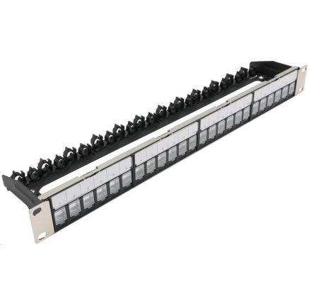 19" modulární stíněný patch panel XtendLan 24port, 4x demontovatelný modul, černý