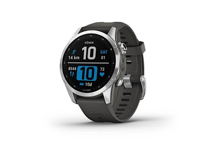 Garmin fenix 7s Glass, Silver/ Graphite Silicone Band, EU
