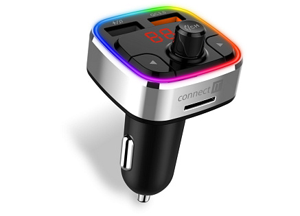 CONNECT IT CarRGB Bezdrátový FM transmitter, 2xUSB+MicroSD, stříbrná