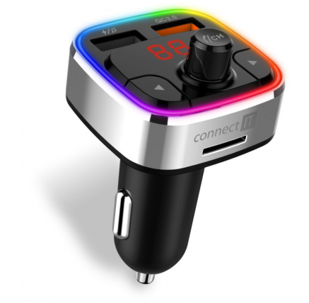 CONNECT IT CarRGB Bezdrátový FM transmitter, 2xUSB+MicroSD, stříbrná CONNECT IT CarRGB Bezdrátový FM transmitter, 2xUSB+MicroSD, stříbrná