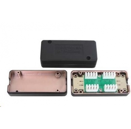 Spojovací box STP Cat6A narážecí, černá Spojovací box STP Cat6A narážecí, černá