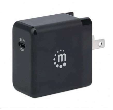 Manhattan nabíječka - 65 W, USB-C Power Delivery (PD), Interchangeable US, EU and UK Plugs, černá