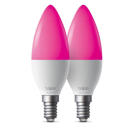 TP-Link Tapo L430C(2-pack) chytrá WiFi stmívatelná LED žárovka (barevná,2500K-6500K,470lm,2,4GHz,E14)