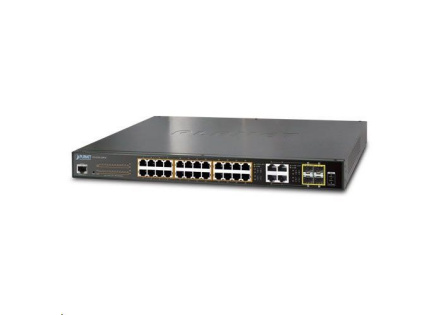 Planet GS-4210-24PL4C PoE+ switch 28x 1000Base-T, 4x SFP, 802.3at do 440W, VLAN, SNMPv3/WEB