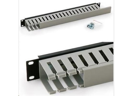 TRITON 19" vyvazovací panel 1U jednostranná plastová lišta, šedo-černá