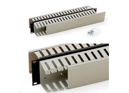 TRITON 19" vyvazovací panel 2U oboustranná plastová lišta, šedá-černá