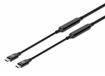 MANHATTAN Kabel USB-C Male to Male, USB 3.2 Gen 2 Type-C Active Device Cable, 5m, pozlacené koncovky, černá