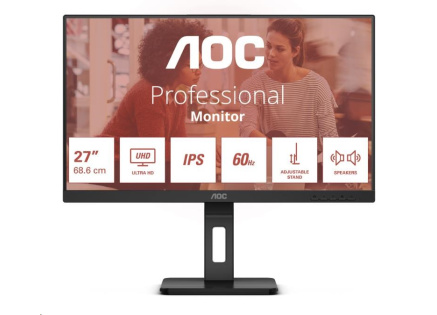 AOC MT IPS LCD WLED 27" U27E3UF - IPS panel, 3840x2160, 2xHDMI, DP, USB 3.2, repro, pivot
