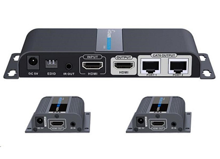 PREMIUMCORD HDMI 1-2 splitter+extender po CAT6/6a/7, FULL HD, 3D