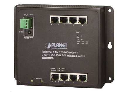 Planet WGS-4215-8T2S switch, správa Web/SNMP, DIN,IP30, -40~75°C, dual DC, fanless