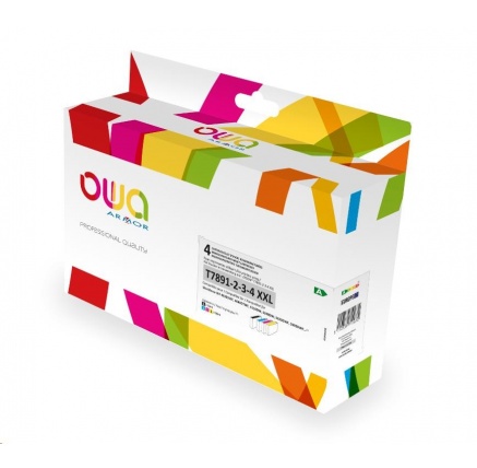 OWA Armor cartridge pro EPSON PACK 4 REMAN. T789 BCMY, 73ml/3x38ml, T789140/T789240/T789340/789440, CMYK OWA Armor cartridge pro EPSON PACK 4 REMAN. T789 BCMY, 73ml/3x38ml, T789140/T789240/T789340/789440, CMYK