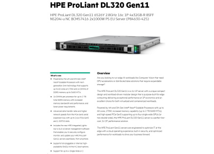 HPE PL DL320g11 6526Y (2.8/16C) 4x32G (p64706) 8SFF NS204(2x480Gm.2) VROC 2x1000W 2p10GT 7F Smart Choice