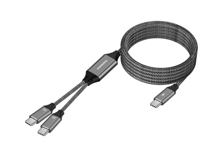 PREMIUMCORD Nabíjecí kabel USB-C, 2xUSB-C na USB-C, 100W, 1m, černá