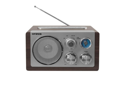 Orava RR-29 A rádio, 1 x 3,5W, AM / FM rádio, USB, AUX vstup, SD karta, hnědá / stříbrná