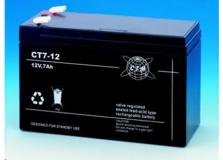 Baterie - CTM CT 12-7 (12V/7Ah - Faston 187), životnost 5let