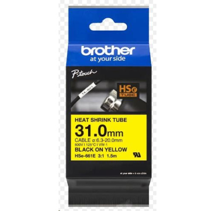 BROTHER smršťovací bužírka - HSE-661E žlutá pro D800 P900 P950 - 31mm / 6,3-20mm / 3:1