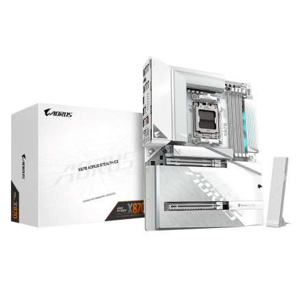 GIGABYTE MB Sc AM5 X870 AORUS STEALTH ICE, AMD X870, 4xDDR5, 1xHDMI, 2xUSB4, WiFi