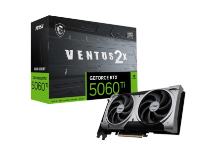 MSI VGA NVIDIA GeForce RTX 5060 Ti 16G VENTUS 2X OC PLUS, RTX 5060 Ti, 16GB GDDR7, 3xDP, 1xHDMI