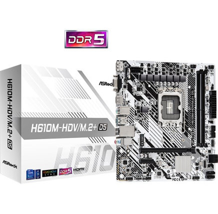 ASRock MB Sc LGA1700 H610M-HDV/M.2+ D5, Intel H610, 2xDDR5, 1xDP, 1xHDMI, 1xVGA, mATX ASRock MB Sc LGA1700 H610M-HDV/M.2+ D5, Intel H610, 2xDDR5, 1xDP, 1xHDMI, 1xVGA, mATX