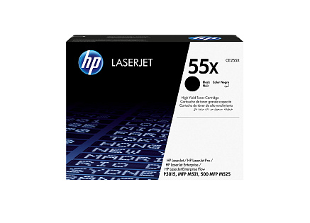 HP 55X Black LJ Toner Cart, CE255X (12,500 pages)