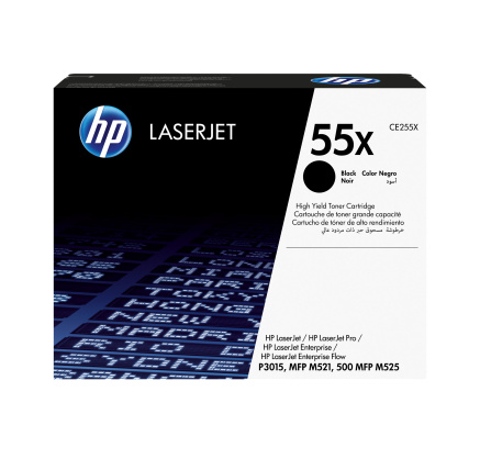 HP 55X Black LJ Toner Cart, CE255X (12,500 pages) HP 55X Black LJ Toner Cart, CE255X (12,500 pages)